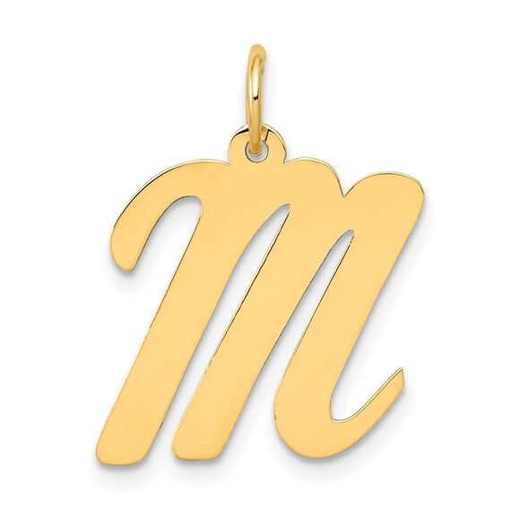14k Yellow Gold Madison Collection LG Classic Script Initial M Pendant - Picture 1 of 5